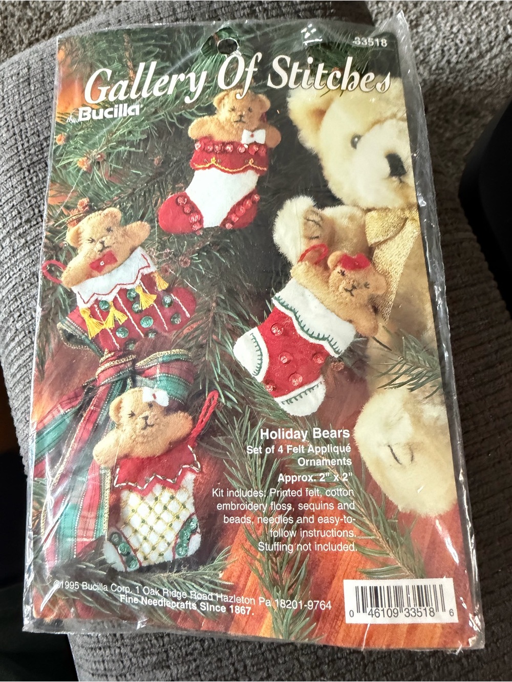 Bucilla Holiday Bears Felt Ornament Kit - Red, White, Green, Gold